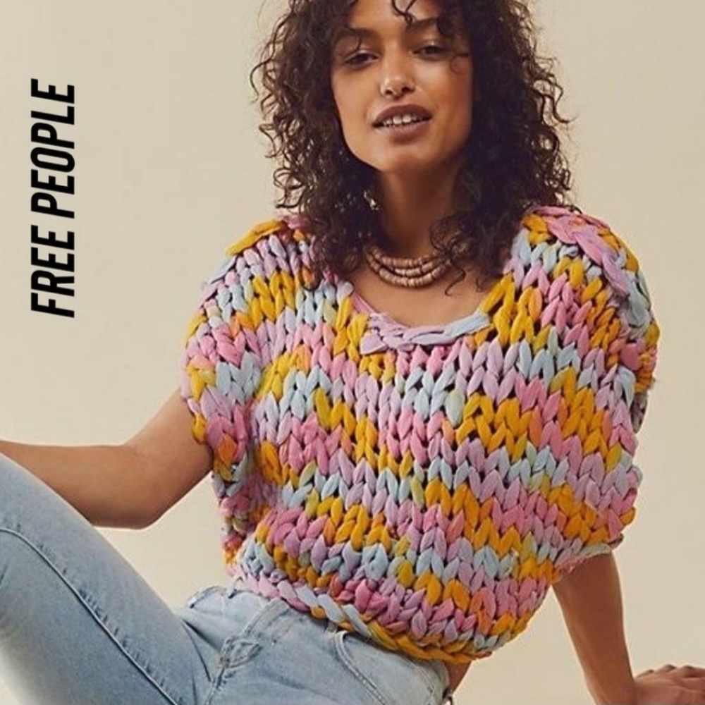 Free People Cosmic‎ Colors Crochet Vest